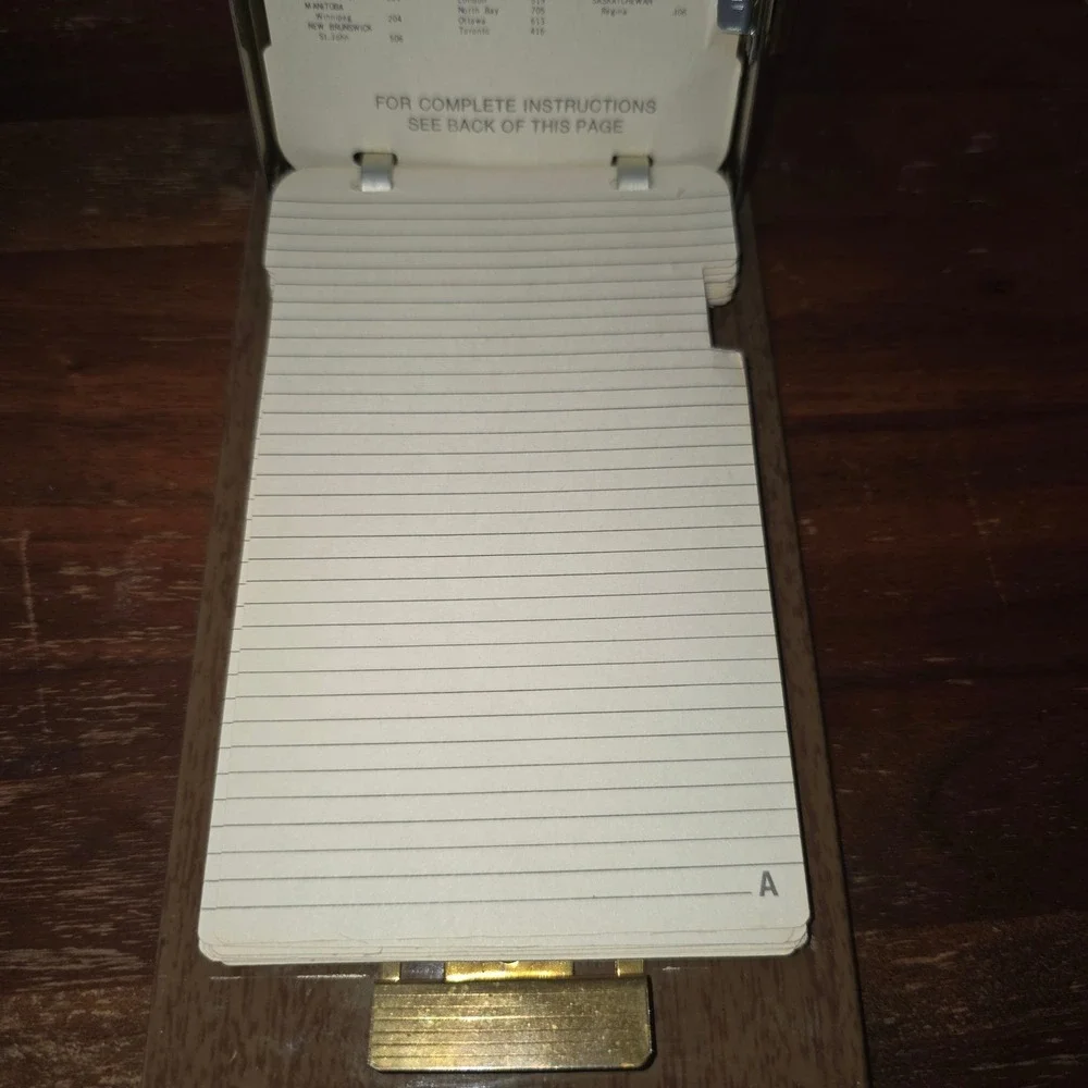 Vintage Mid Century Modern Pop Up Telephone Address Book Wood Grain Desk Index
